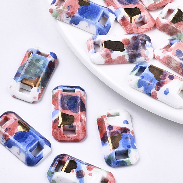 PandaHall Handmade Porcelain Links Connectors, Ornamental with Gold, Rectangle, Colorful, 30x16.5x5mm, Hole: 5.5x2mm Porcelain Rectangle
PandaHall Handmade Porcelain Links Connectors, Ornamental with Gold, Rectangle, Colorful, 30x16.5x5mm, Hole: 5.5x2mm Porcelain Rectangle
