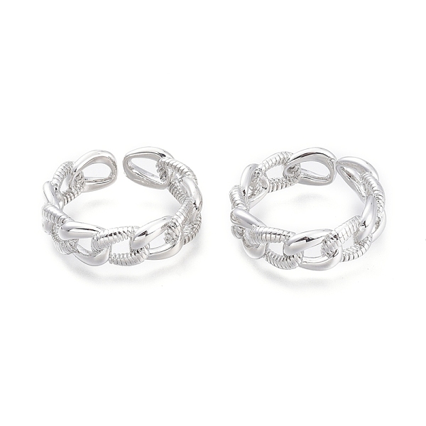 PandaHall Brass Cuff Rings, Open Rings, Curb Chain Shape, Real Platinum Plated, Size 7, Inner Diameter: 17mm Brass
PandaHall Brass Cuff Rings, Open Rings, Curb Chain Shape, Real Platinum Plated, Size 7, Inner Diameter: 17mm Brass