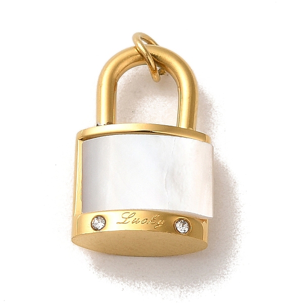 PandaHall Natural White Shell Pendants, with Ion Plating(IP) 304 Stainless Steel Rhinestone Findings, Padlock Charm, Golden, 16x10x5mm, Hole...
PandaHall Natural White Shell Pendants, with Ion Plating(IP) 304 Stainless Steel Rhinestone Findings, Padlock Charm, Golden, 16x10x5mm, Hole...