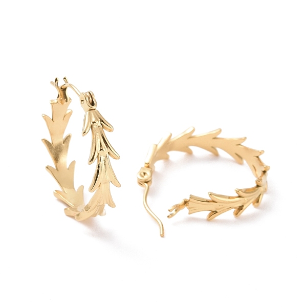 PandaHall Ion Plating(IP) 304 Stainless Steel Hoop Earrings for Women, Leaf Ring, Golden, 21.5x20x5mm, Pin: 0.8mm 304 Stainless Steel Ring
PandaHall Ion Plating(IP) 304 Stainless Steel Hoop Earrings for Women, Leaf Ring, Golden, 21.5x20x5mm, Pin: 0.8mm 304 Stainless Steel Ring