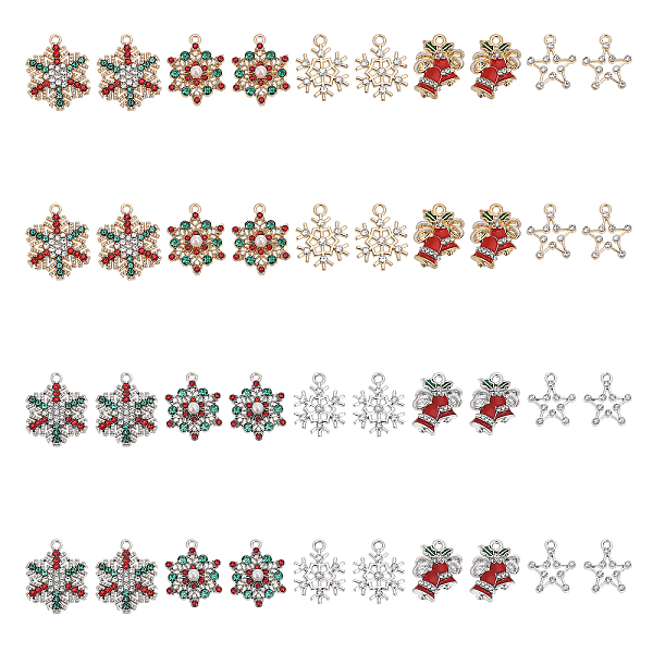 PandaHall CHGCRAFT 40Pcs 10 Style Alloy Rhinestone Pendants, Christmas Bell & Snowflake & Star, Platinum & Golden, 19~24.5x16~19.5x2~5.5mm..., Multicolor
PandaHall CHGCRAFT 40Pcs 10 Style Alloy Rhinestone Pendants, Christmas Bell & Snowflake & Star, Platinum & Golden, 19~24.5x16~19.5x2~5.5mm..., Multicolor