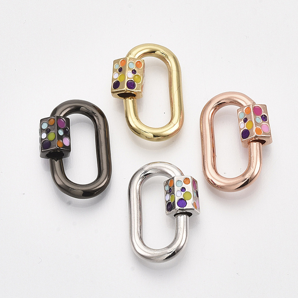 PandaHall Brass Screw Carabiner Lock Charms, for Necklaces Making, with Enamel, Oval, Mixed Color, 22.5x15.5x3~7.5mm Brass Oval Multicolor
PandaHall Brass Screw Carabiner Lock Charms, for Necklaces Making, with Enamel, Oval, Mixed Color, 22.5x15.5x3~7.5mm Brass Oval Multicolor