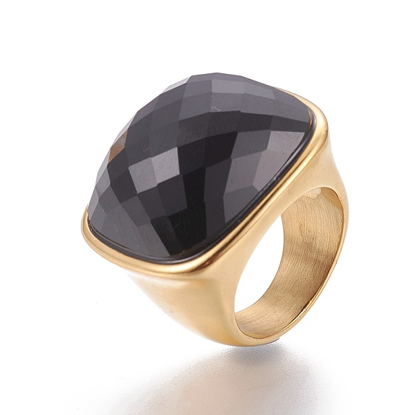 PandaHall Ion Plating(IP) 304 Stainless Steel Finger Rings, with Faceted Glass, Black, Size 6~9, 16~19mm Stainless Steel+Glass Black
PandaHall Ion Plating(IP) 304 Stainless Steel Finger Rings, with Faceted Glass, Black, Size 6~9, 16~19mm Stainless Steel+Glass Black