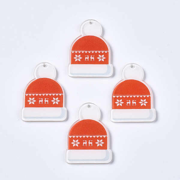 PandaHall Christmas Themed Transparent Printed Acrylic Pendants, Christmas Hat, Orange Red, 34.5x25.5x2.5mm, Hole: 1.5mm Acrylic Hat
PandaHall Christmas Themed Transparent Printed Acrylic Pendants, Christmas Hat, Orange Red, 34.5x25.5x2.5mm, Hole: 1.5mm Acrylic Hat