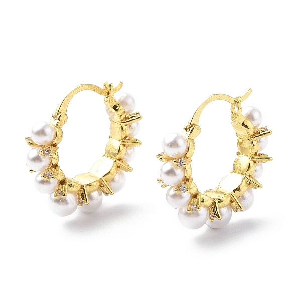 PandaHall Clear Cubic Zirconia Hoop Earrings with ABS Plastic Pearl Beaded, Brass Jewelry for Women , Real 18K Gold Plated, 22x22.5x7mm, Pin..., White
PandaHall Clear Cubic Zirconia Hoop Earrings with ABS Plastic Pearl Beaded, Brass Jewelry for Women , Real 18K Gold Plated, 22x22.5x7mm, Pin..., White