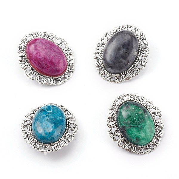 PandaHall Mixed Gemstone Brooch, with Alloy Findings, Oval, Antique Silver, 34x30x13.5mm Mixed Stone
PandaHall Mixed Gemstone Brooch, with Alloy Findings, Oval, Antique Silver, 34x30x13.5mm Mixed Stone