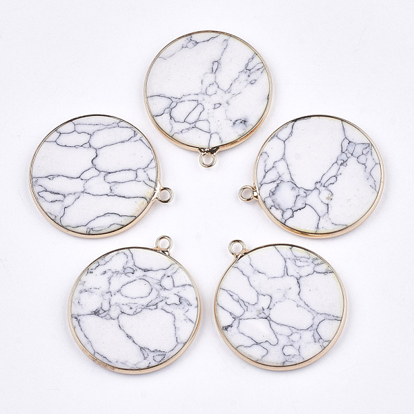 PandaHall Synthetic Howlite Pendants, with Brass Findings, Flat Round, Golden, 35~36x31~32x3mm, Hole: 2mm Howlite Flat Round
PandaHall Synthetic Howlite Pendants, with Brass Findings, Flat Round, Golden, 35~36x31~32x3mm, Hole: 2mm Howlite Flat Round