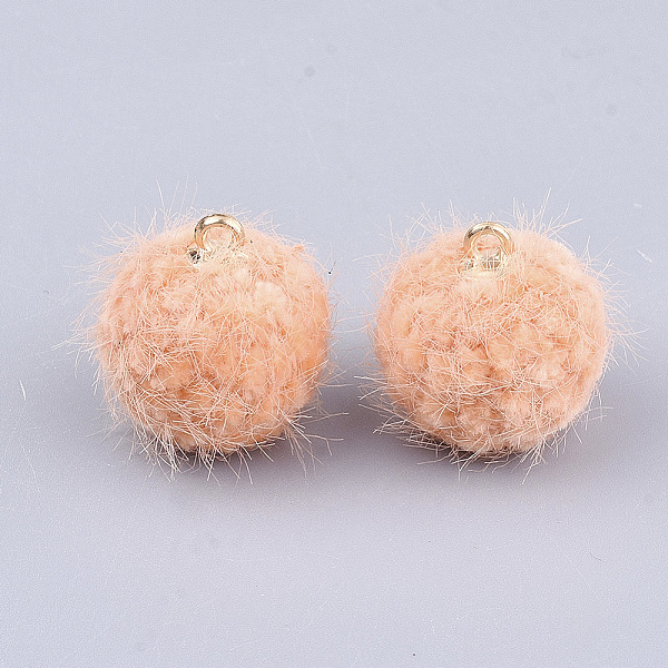 PandaHall Polyester Covered Pendants, with CCB Plastic Findings, Round, Golden, Light Salmon, 16~19x15~17mm, Hole: 1.6mm Polyester Round
PandaHall Polyester Covered Pendants, with CCB Plastic Findings, Round, Golden, Light Salmon, 16~19x15~17mm, Hole: 1.6mm Polyester Round