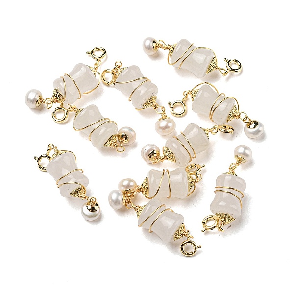 PandaHall Natural Quartz Bamboo Stick Copper Wire Wrapped Pendant Decorations, Pearl Ornament with Brass Spring Ring Clasps, Real 14K Gold...
PandaHall Natural Quartz Bamboo Stick Copper Wire Wrapped Pendant Decorations, Pearl Ornament with Brass Spring Ring Clasps, Real 14K Gold...