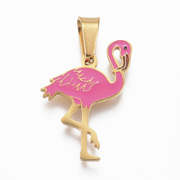 PandaHall 304 Stainless Steel Enamel Pendants, Flamingo Shape, Golden, 22x16x1.2mm, Hole: 4x7mm Stainless Steel+Enamel Other Animal
PandaHall 304 Stainless Steel Enamel Pendants, Flamingo Shape, Golden, 22x16x1.2mm, Hole: 4x7mm Stainless Steel+Enamel Other Animal