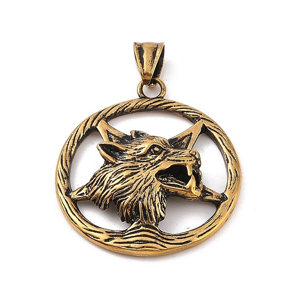 PandaHall Viking 304 Stainless Steel Pendants, Star with Wolf Head Charm, Antique Golden, 42x37.5x8mm, Hole: 4x7mm 304 Stainless Steel Star
PandaHall Viking 304 Stainless Steel Pendants, Star with Wolf Head Charm, Antique Golden, 42x37.5x8mm, Hole: 4x7mm 304 Stainless Steel Star