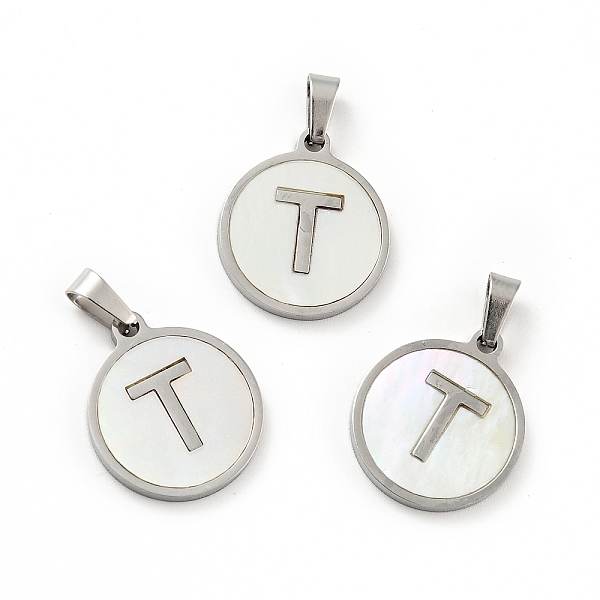 PandaHall 304 Stainless Steel with White Shell Pendants, Stainless Steel Color, Flat Round with Letter Charm, Letter.T, 18x16x1.5mm, Hole...
PandaHall 304 Stainless Steel with White Shell Pendants, Stainless Steel Color, Flat Round with Letter Charm, Letter.T, 18x16x1.5mm, Hole...