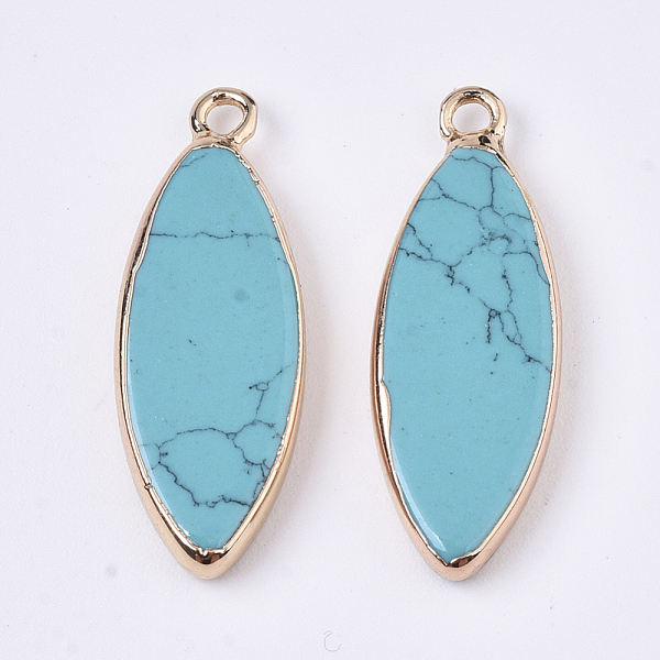 PandaHall Edge Golden Plated Synthetic Turquoise Pendants, with Iron Loop, Horse Eye, Dyed, Dark Turquoise, 28.5~30.5x10.5x3.5mm, Hole..., Cyan
PandaHall Edge Golden Plated Synthetic Turquoise Pendants, with Iron Loop, Horse Eye, Dyed, Dark Turquoise, 28.5~30.5x10.5x3.5mm, Hole..., Cyan
