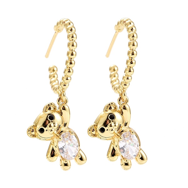 PandaHall C-Shape with Bear Cubic Zirconia Dangle Stud Earrings, Real 18K Gold Plated Brass Long Drop Half Hoop Earrings for Women, Lead..., Clear
PandaHall C-Shape with Bear Cubic Zirconia Dangle Stud Earrings, Real 18K Gold Plated Brass Long Drop Half Hoop Earrings for Women, Lead..., Clear
