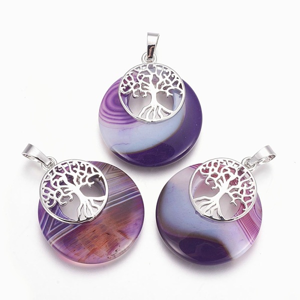 PandaHall Natural Agate Pendants, with Platinum Tone Brass Findings, Flat Round with Tree of Life, Dyed, 32.5~33x27.5~28x5~6mm, Hole: 5x7mm..., Purple
PandaHall Natural Agate Pendants, with Platinum Tone Brass Findings, Flat Round with Tree of Life, Dyed, 32.5~33x27.5~28x5~6mm, Hole: 5x7mm..., Purple