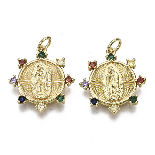 PandaHall Brass Micro Pave Cubic Zirconia Pendants, with Jump Ring, Nickel Free, Flat Round with Virgin, Real 16K Gold Plated, 21x19x2.5mm...
PandaHall Brass Micro Pave Cubic Zirconia Pendants, with Jump Ring, Nickel Free, Flat Round with Virgin, Real 16K Gold Plated, 21x19x2.5mm...