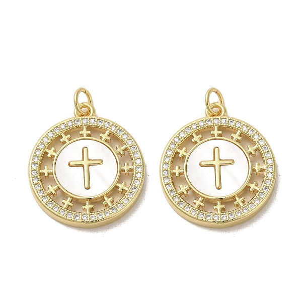 PandaHall Brass Micro Pave Clear Cubic Zirconia Pendants, with Shell, Real 18K Gold Plated, Flat Round, Cross, 23x20x3mm, Hole: 3.4mm...
PandaHall Brass Micro Pave Clear Cubic Zirconia Pendants, with Shell, Real 18K Gold Plated, Flat Round, Cross, 23x20x3mm, Hole: 3.4mm...