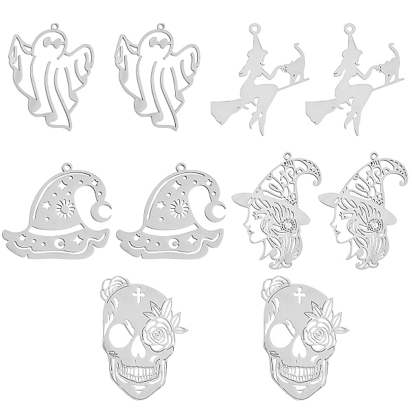 PandaHall 10Pcs 5 Style 201 Stainless Steel Pendants, Laser Cut, for Halloween, Witch & Witch Hat & Skull & Ghost, Stainless Steel Color...
PandaHall 10Pcs 5 Style 201 Stainless Steel Pendants, Laser Cut, for Halloween, Witch & Witch Hat & Skull & Ghost, Stainless Steel Color...