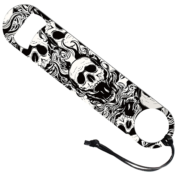 PandaHall 201 Stainless Steel Bottle Opener, with PU Leather Cord, Rectangle, Skull, 178x38x2mm Stainless Steel Skull
PandaHall 201 Stainless Steel Bottle Opener, with PU Leather Cord, Rectangle, Skull, 178x38x2mm Stainless Steel Skull