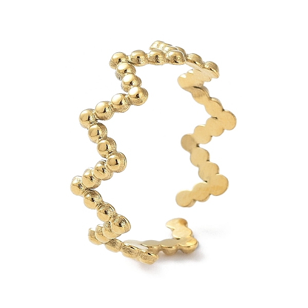 PandaHall 304 Stainless Steel Open Cuff Rings, Wave, Real 18K Gold Plated, US Size 6 3/4(17.1mm) 304 Stainless Steel
PandaHall 304 Stainless Steel Open Cuff Rings, Wave, Real 18K Gold Plated, US Size 6 3/4(17.1mm) 304 Stainless Steel