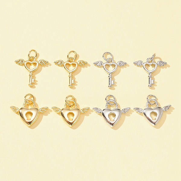 PandaHall 8Pcs 4 Style Rack Plating Brass Pendants, with Jump Ring, Long-Lasting Plated, Lead Free & Cadmium Free, Heart Key & Heart with...
PandaHall 8Pcs 4 Style Rack Plating Brass Pendants, with Jump Ring, Long-Lasting Plated, Lead Free & Cadmium Free, Heart Key & Heart with...