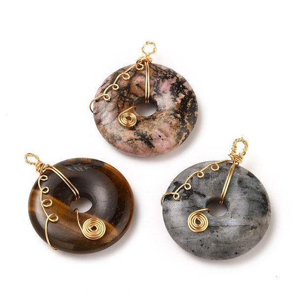 PandaHall Donut/Pi Disc Natural Gemstone Pendants, Wire Wrapped Pendants, with Eco-Friendly Copper Wire, Real 18K Gold Plated, 37.5x31x7mm...
PandaHall Donut/Pi Disc Natural Gemstone Pendants, Wire Wrapped Pendants, with Eco-Friendly Copper Wire, Real 18K Gold Plated, 37.5x31x7mm...