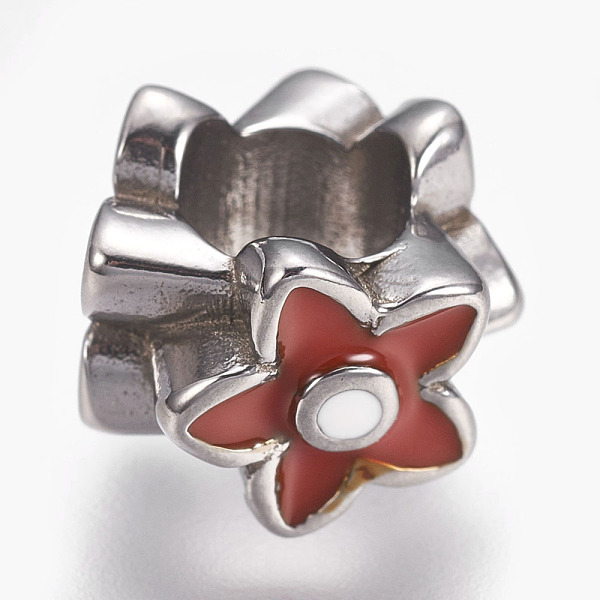 PandaHall 304 Stainless Steel Beads, with Enamel, Large Hole Beads, Flower, Dark Red, Stainless Steel Color, 11x9mm, Hole: 5.5mm Stainless...
PandaHall 304 Stainless Steel Beads, with Enamel, Large Hole Beads, Flower, Dark Red, Stainless Steel Color, 11x9mm, Hole: 5.5mm Stainless...
