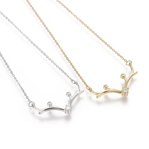 PandaHall Brass Micro Pave Cubic Zirconia Pendant Necklaces, with 304 Stainless Steel Cable Chains, Branch, Mixed Color, 17.5 inch(44.5cm)..., Clear
PandaHall Brass Micro Pave Cubic Zirconia Pendant Necklaces, with 304 Stainless Steel Cable Chains, Branch, Mixed Color, 17.5 inch(44.5cm)..., Clear