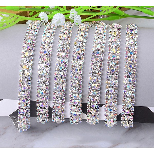 PandaHall Brass Rhinestone Strass Chains, Three Rows Rhinestone Cup Chain, Platinum, Crystal AB, 8x3.5mm Brass+Rhinestone Clear
PandaHall Brass Rhinestone Strass Chains, Three Rows Rhinestone Cup Chain, Platinum, Crystal AB, 8x3.5mm Brass+Rhinestone Clear