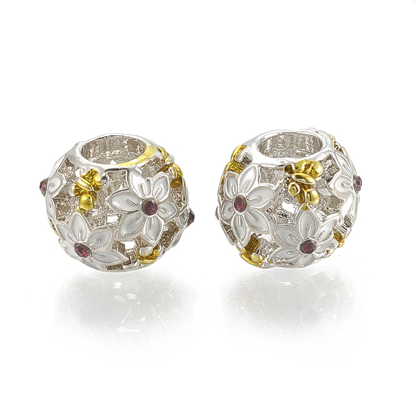 PandaHall Alloy Enamel European Beads, with Rhinestone, Hollow, Large Hole Beads, Rondelle with Flower, Platinum & Golden, 11x10mm, Hole..., White
PandaHall Alloy Enamel European Beads, with Rhinestone, Hollow, Large Hole Beads, Rondelle with Flower, Platinum & Golden, 11x10mm, Hole..., White