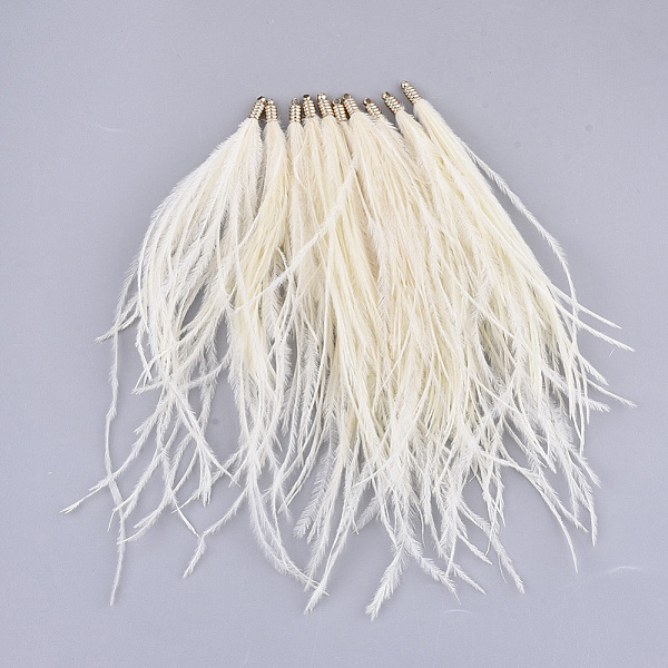 PandaHall Ostrich Feather Tassel Big Pendant Decorations, with Brass Findings, Golden, Cornsilk, 130~170x4mm, Hole: 1.6mm Feather Feather..., Gold
PandaHall Ostrich Feather Tassel Big Pendant Decorations, with Brass Findings, Golden, Cornsilk, 130~170x4mm, Hole: 1.6mm Feather Feather..., Gold