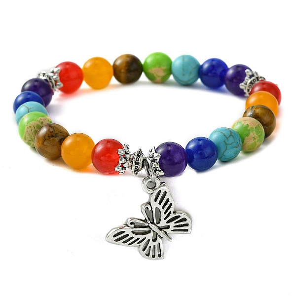 PandaHall Chakra Natural & Synthetic Mixed Stone Stretch Bracelets, Alloy Charm Bracelets for Women, Butterfly, Inner Diameter: 2 inch(5cm)...
PandaHall Chakra Natural & Synthetic Mixed Stone Stretch Bracelets, Alloy Charm Bracelets for Women, Butterfly, Inner Diameter: 2 inch(5cm)...
