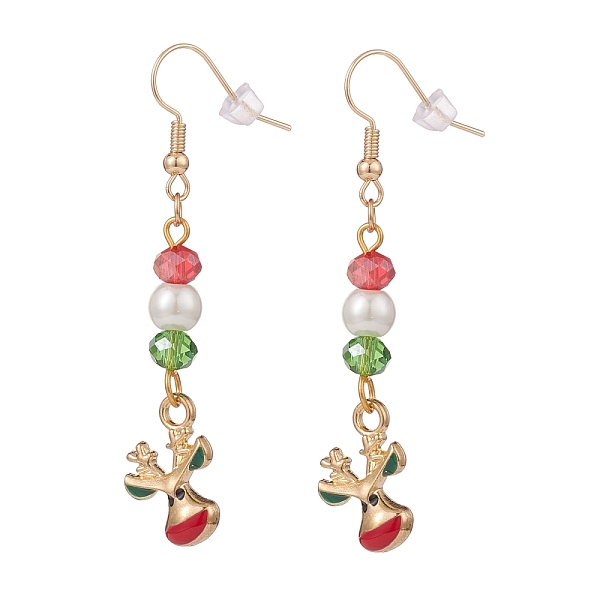 PandaHall Enamel Reindeer Charm with Glass Pearl Dangle Earrings, Gold Plated Brass Christmas Jewelry for Women, Colorful, 59mm, Pin: 0.8mm..., Red
PandaHall Enamel Reindeer Charm with Glass Pearl Dangle Earrings, Gold Plated Brass Christmas Jewelry for Women, Colorful, 59mm, Pin: 0.8mm..., Red