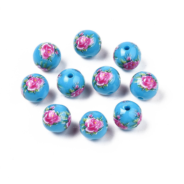 PandaHall Opaque Printed Acrylic Beads, Round with Flower Pattern, Deep Sky Blue, 9x9.5mm, Hole: 1.8mm Acrylic Round
PandaHall Opaque Printed Acrylic Beads, Round with Flower Pattern, Deep Sky Blue, 9x9.5mm, Hole: 1.8mm Acrylic Round