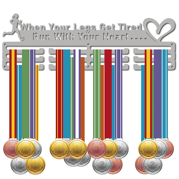 PandaHall Fashion Iron Medal Hanger Holder Display Wall Rack, 3 Lines, with Screws, Running, Heart, 150x400mm, Hole: 5mm Iron Heart
PandaHall Fashion Iron Medal Hanger Holder Display Wall Rack, 3 Lines, with Screws, Running, Heart, 150x400mm, Hole: 5mm Iron Heart