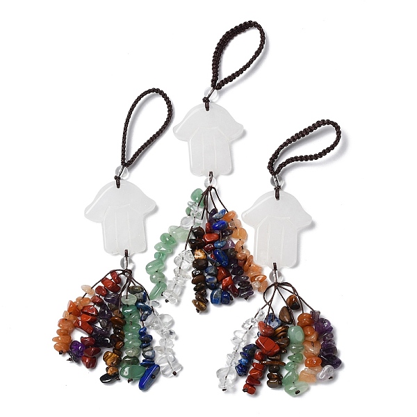 PandaHall Hamsa Hand/Hand of Miriam Natural Quartz Crystal Pendant Decorations, Nylon Cord and Gemstone Chip Tassel Hanging Ornaments...
PandaHall Hamsa Hand/Hand of Miriam Natural Quartz Crystal Pendant Decorations, Nylon Cord and Gemstone Chip Tassel Hanging Ornaments...