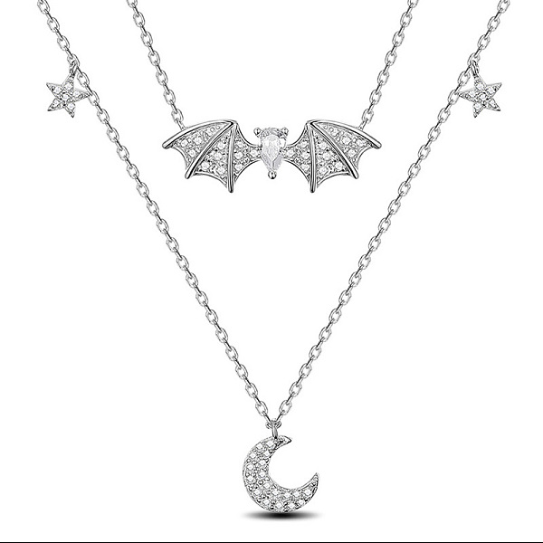 PandaHall SHEGRACE Rhodium Plated 925 Sterling Silver Double Layer Necklaces, Pendant Necklaces, with Clear Grade AAA Cubic Zirconia, Bat...
PandaHall SHEGRACE Rhodium Plated 925 Sterling Silver Double Layer Necklaces, Pendant Necklaces, with Clear Grade AAA Cubic Zirconia, Bat...