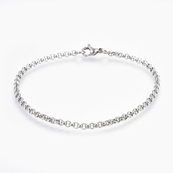 PandaHall 304 Stainless Steel Rolo Chain Bracelets, with Lobster Claw Clasps, Stainless Steel Color, 8-1/4 inch(21cm), Link: 3x1.2mm 304...
PandaHall 304 Stainless Steel Rolo Chain Bracelets, with Lobster Claw Clasps, Stainless Steel Color, 8-1/4 inch(21cm), Link: 3x1.2mm 304...