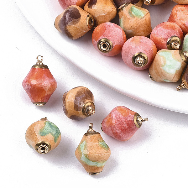 PandaHall Handmade Porcelain Pendants, Ornamental with Gold, with Brass Findings, Bicone, Golden, Mixed Color, 20x14mm, Hole: 1.4mm..., Multicolor
PandaHall Handmade Porcelain Pendants, Ornamental with Gold, with Brass Findings, Bicone, Golden, Mixed Color, 20x14mm, Hole: 1.4mm..., Multicolor