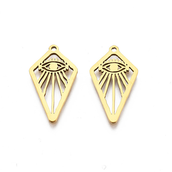 PandaHall 201 Stainless Steel Pendants, Kite with Eye, Real 18K Gold Plated, 21.5x12x1mm, Hole: 1.2mm 201 Stainless Steel Others
PandaHall 201 Stainless Steel Pendants, Kite with Eye, Real 18K Gold Plated, 21.5x12x1mm, Hole: 1.2mm 201 Stainless Steel Others