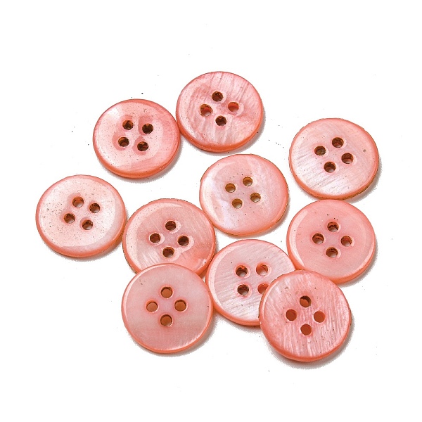 PandaHall Freshwater Shell Buttons, 4-Hole, Flat Round, Light Salmon, 14x1.7~2.2mm, Hole: 1.6mm Shell Flat Round
PandaHall Freshwater Shell Buttons, 4-Hole, Flat Round, Light Salmon, 14x1.7~2.2mm, Hole: 1.6mm Shell Flat Round