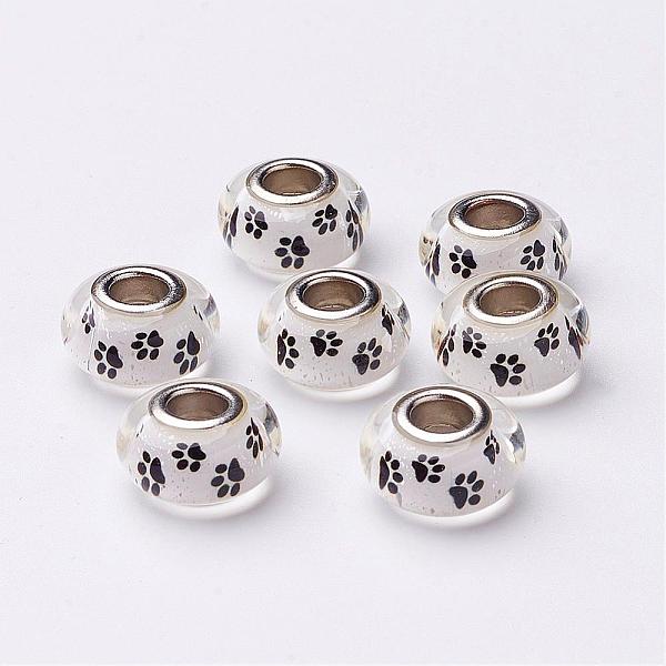 PandaHall Glue Glass European Beads, Large Hole Beads, with Brass Double Cores, Rondelle, Platinum, White, 14~15x8mm, Hole: 5mm Glass+Brass... 
PandaHall Glue Glass European Beads, Large Hole Beads, with Brass Double Cores, Rondelle, Platinum, White, 14~15x8mm, Hole: 5mm Glass+Brass...