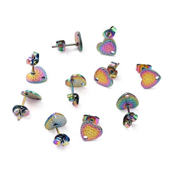 PandaHall Ion Plating(IP) 304 Stainless Steel Stud Earring Findings, with Ear Nuts, Textured Heart, Rainbow Color, 12x9mm, Hole: 1.4mm, Pin...
PandaHall Ion Plating(IP) 304 Stainless Steel Stud Earring Findings, with Ear Nuts, Textured Heart, Rainbow Color, 12x9mm, Hole: 1.4mm, Pin...