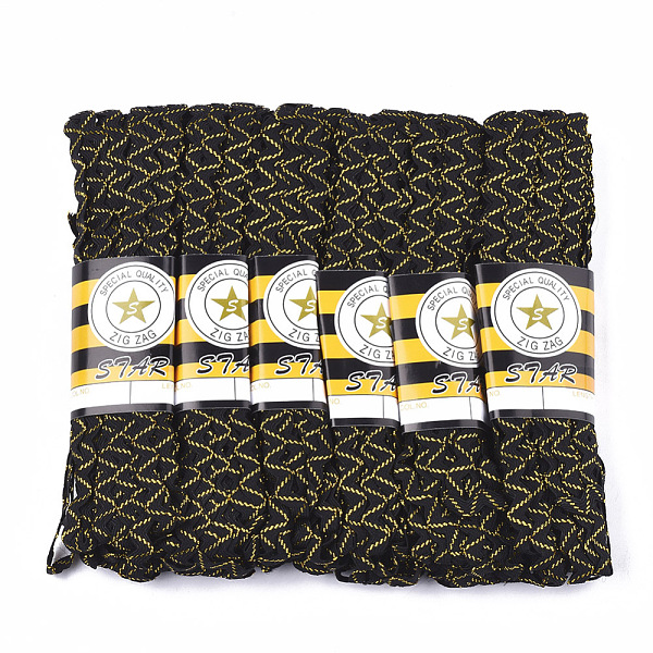 PandaHall Polypropylene Fiber Ribbons, with Golden Metallic Cord, Wave Shape, Black, 7~8mm, 15yard/bundle, 6bundles/bag Polypropylene None...
PandaHall Polypropylene Fiber Ribbons, with Golden Metallic Cord, Wave Shape, Black, 7~8mm, 15yard/bundle, 6bundles/bag Polypropylene None...