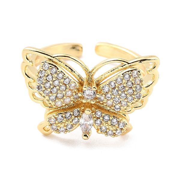 PandaHall Brass Micro Pave Cubic Zirconia Cuff Ring, Long-Lasting Plated, Butterfly, Real 18K Gold Plated, US Size 6 1/2(16.9mm) Brass+Cubic..., Clear
PandaHall Brass Micro Pave Cubic Zirconia Cuff Ring, Long-Lasting Plated, Butterfly, Real 18K Gold Plated, US Size 6 1/2(16.9mm) Brass+Cubic..., Clear
