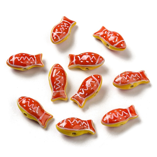 PandaHall Handmade Printed Porcelain Beads, Famille Rose Porcelain, Fish, Orange Red, 11x21.5~22x9mm, Hole: 1.5~1.8mm Porcelain Fish
PandaHall Handmade Printed Porcelain Beads, Famille Rose Porcelain, Fish, Orange Red, 11x21.5~22x9mm, Hole: 1.5~1.8mm Porcelain Fish