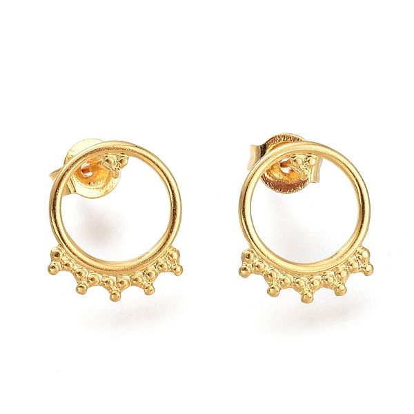 PandaHall 304 Stainless Steel Stud Earrings, with Ear Nuts, Ring, Golden, 12x10x0.8mm, Pin: 0.7mm 304 Stainless Steel Ring
PandaHall 304 Stainless Steel Stud Earrings, with Ear Nuts, Ring, Golden, 12x10x0.8mm, Pin: 0.7mm 304 Stainless Steel Ring