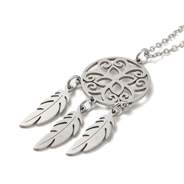 PandaHall 201 Stainless Steel Pendnat Necklace with Cable Chains, Web with Feather, Stainless Steel Color, 19.61~19.65 inch(49.8~49.9cm) 201...
PandaHall 201 Stainless Steel Pendnat Necklace with Cable Chains, Web with Feather, Stainless Steel Color, 19.61~19.65 inch(49.8~49.9cm) 201...