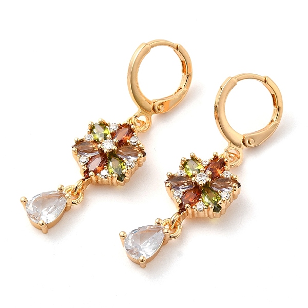 PandaHall Rack Plating Golden Brass Dangle Leverback Earrings, with Cubic Zirconia, Flower, Colorful, 38x10.5mm Cubic Zirconia Flower
PandaHall Rack Plating Golden Brass Dangle Leverback Earrings, with Cubic Zirconia, Flower, Colorful, 38x10.5mm Cubic Zirconia Flower
