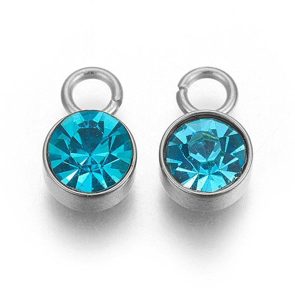 PandaHall Glass Rhinestone Charms, Birthstone Charms, with Stainless Steel Color Tone 201 Stainless Steel Findings, Flat Round, Blue Zircon..., Cyan
PandaHall Glass Rhinestone Charms, Birthstone Charms, with Stainless Steel Color Tone 201 Stainless Steel Findings, Flat Round, Blue Zircon..., Cyan